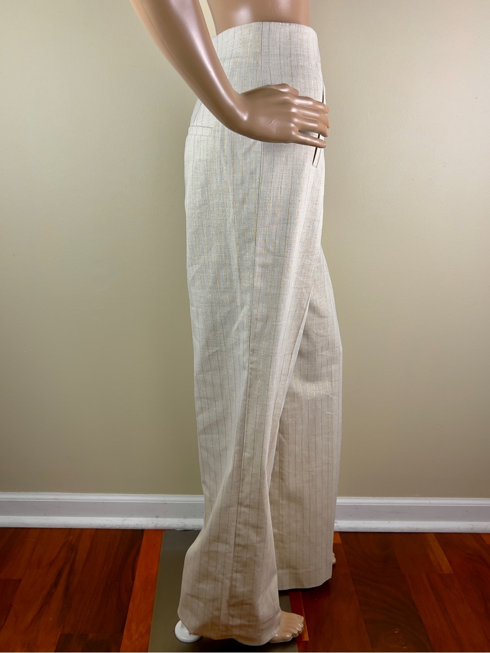 NEW VERONICA BEARD REVOLVE BEIGE PINSTRIPED PANTS - Picture 6 of 9